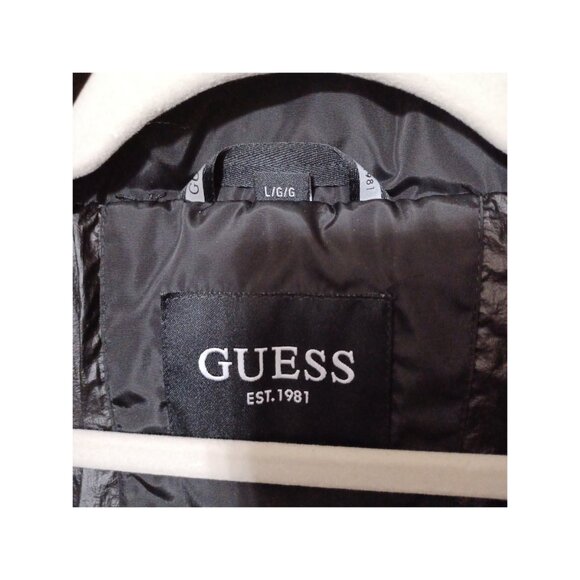 NWT Hooded Black Guess Puffer Jacket, Size Large - Picture 3 of 3